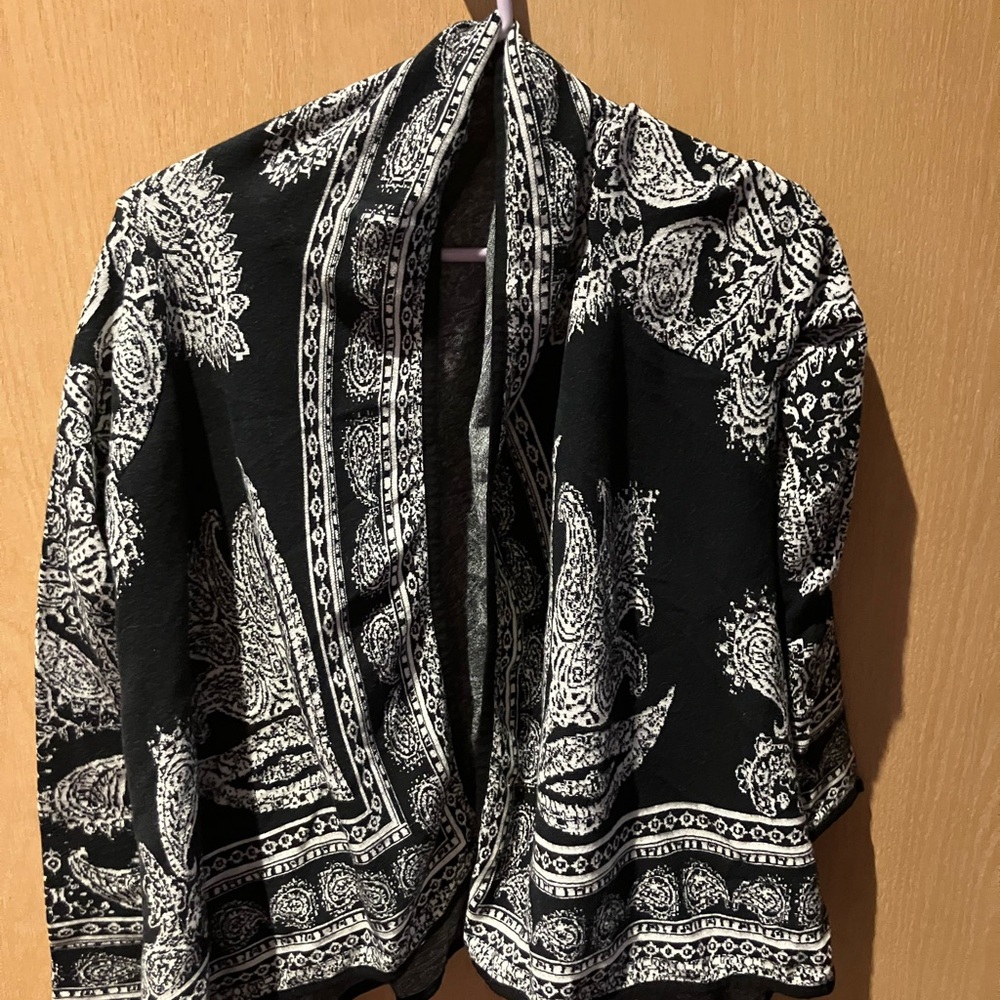 Black and White multi patterned long cardigan